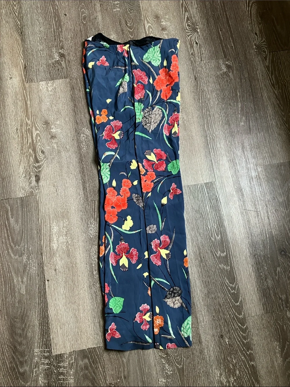 Diane Von Furstenberg Navy Floral Wide-Leg Pants